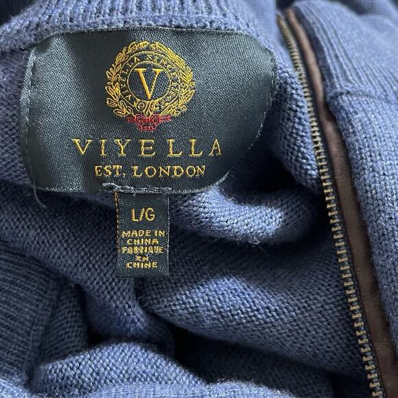 Viyella London Mens 100% Merino Wool 1/4 Zip Sweater Size L Blue Classic Preppy - Picture 5 of 7